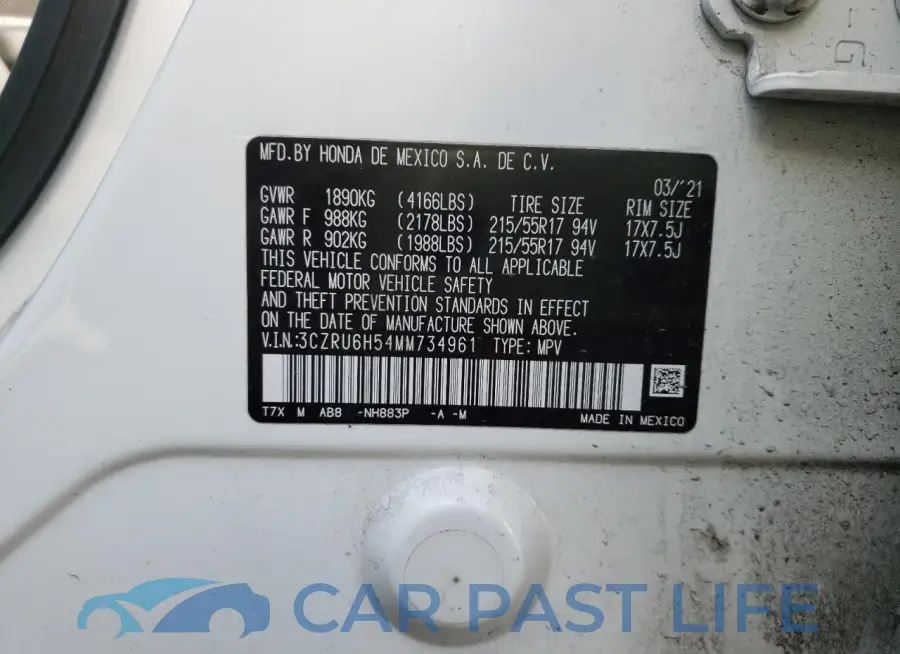 3CZRU6H54MM734961# 13