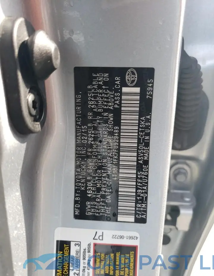 4T1BF1FK7FU929489# 12