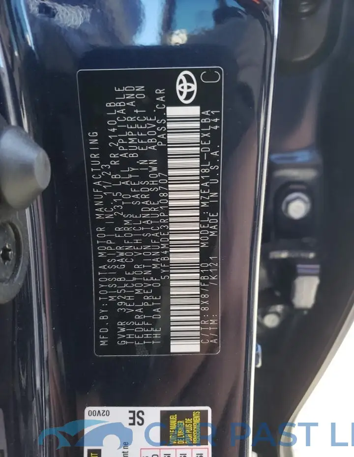 5YFB4MDE3RP108707# 12