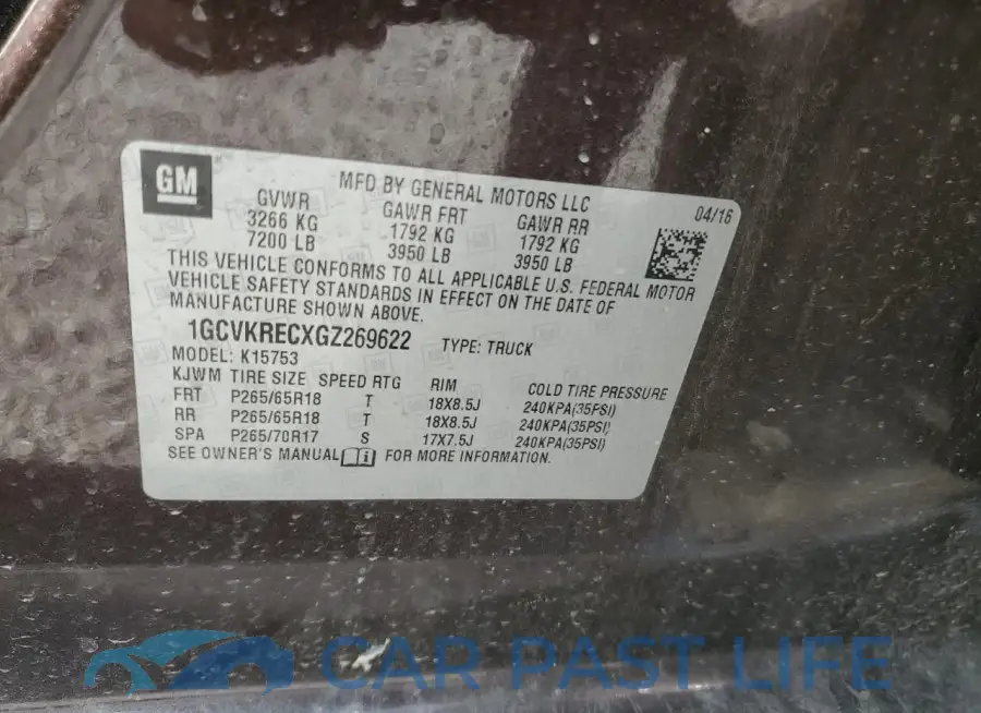 1GCVKRECXGZ269622# 12