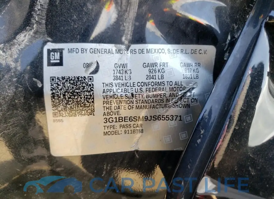 3G1BE6SM9JS655371# 12