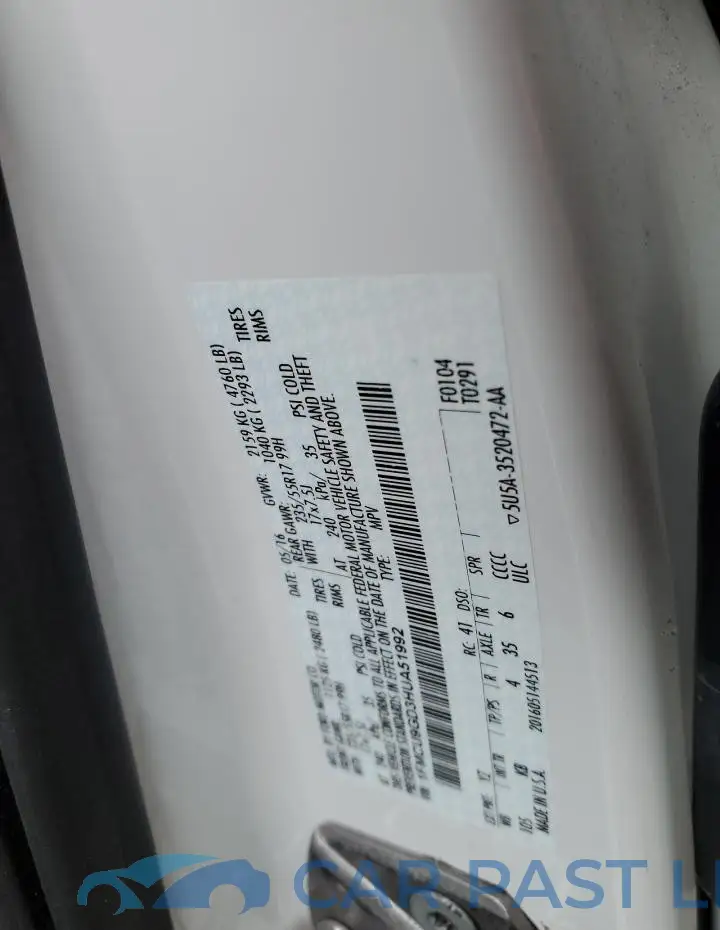 1FMCU9GD3HUA51992# 13