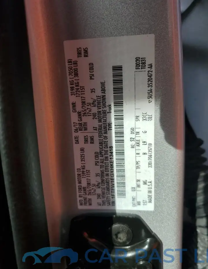 1FTFW1EGXHKE13418# 12