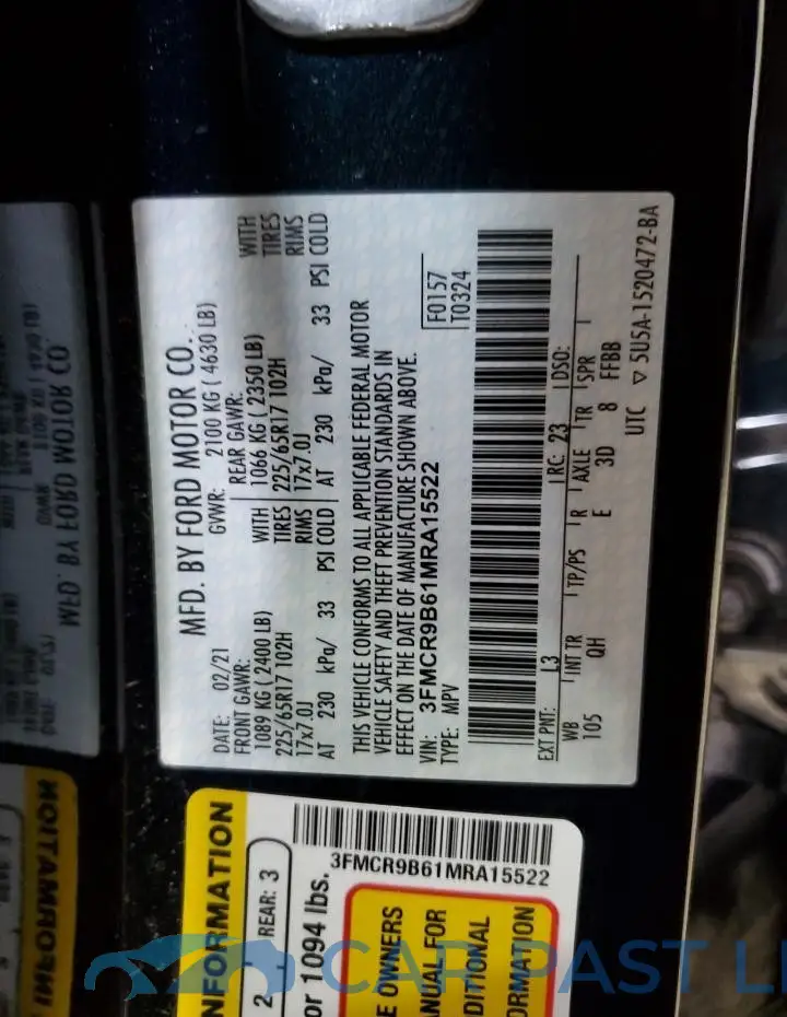3FMCR9B61MRA15522# 12