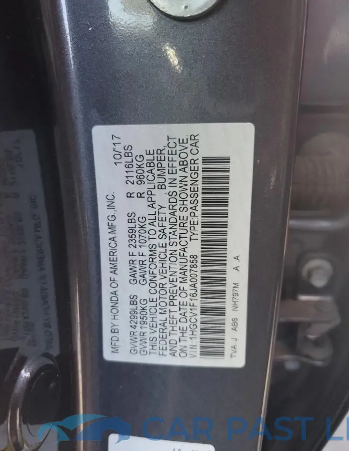 1HGCV1F16JA007858# 13