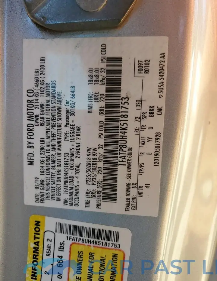 1FATP8UH4K5181753# 13
