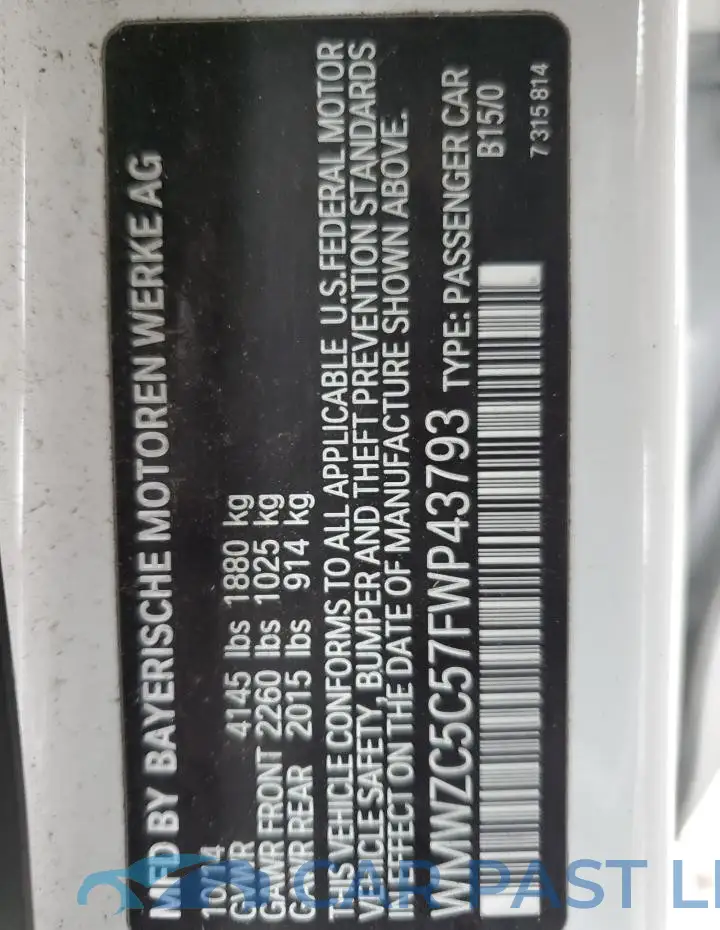 WMWZC5C57FWP43793# 12