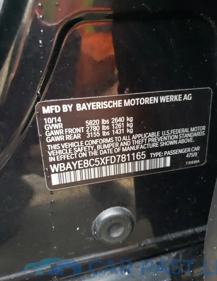 WBAYE8C5XFD781165# 12