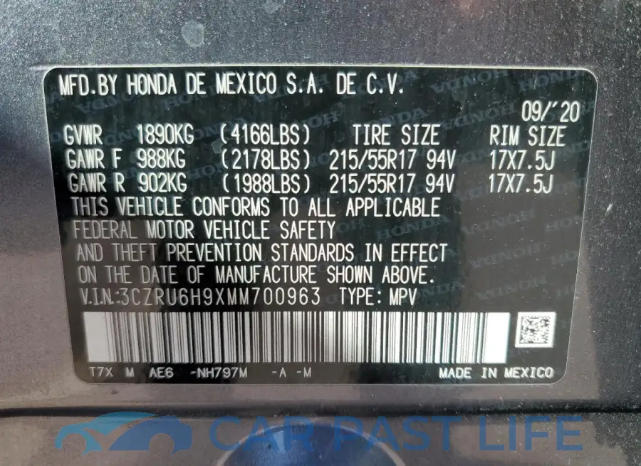 3CZRU6H9XMM700963# 13