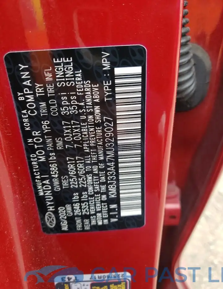 KM8J33A47MU329027# 12