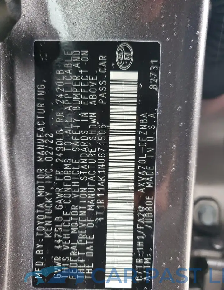 4T1R11AK1NU671506# 13