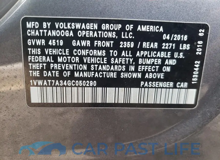 1VWAT7A34GC050290# 13