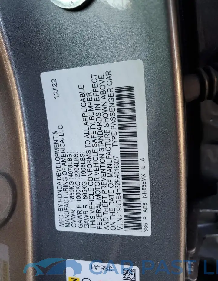 19UDE4H32PA016327# 12