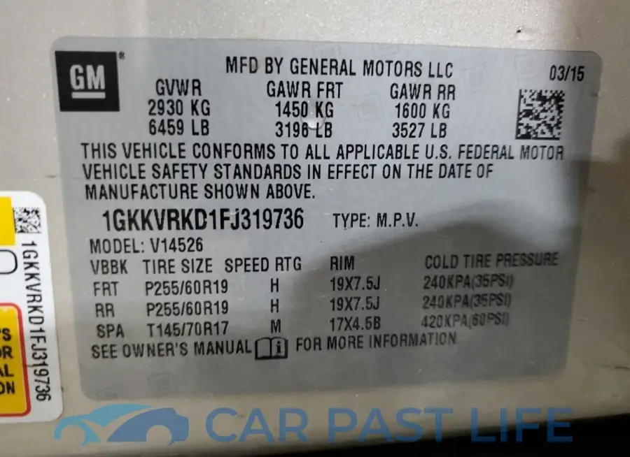 1GKKVRKD1FJ319736# 13