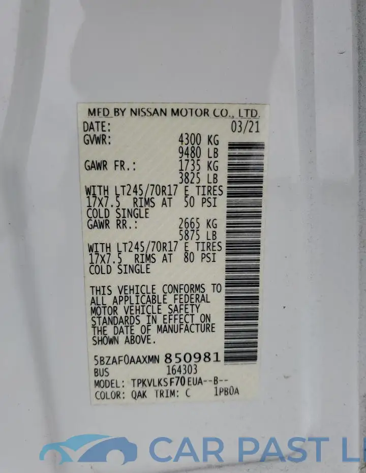 5BZAF0AAXMN850981# 12