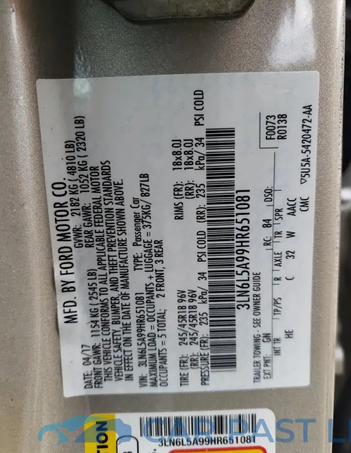 3LN6L5A99HR651081# 12