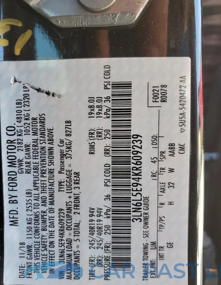 3LN6L5E94KR609239# 12