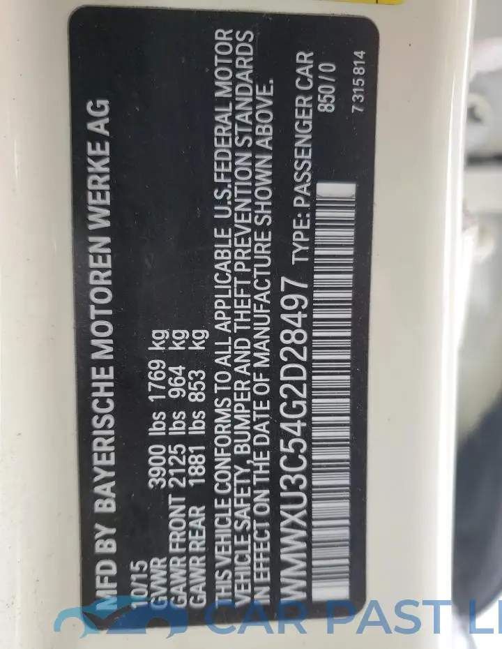 WMWXU3C54G2D28497# 13