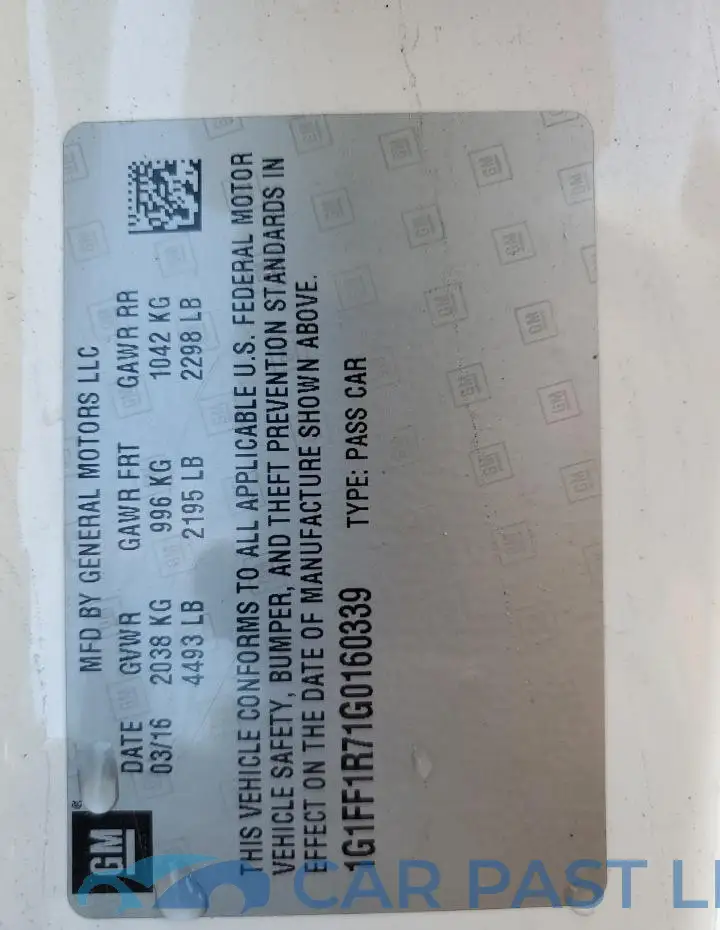 1G1FF1R71G0160339# 12