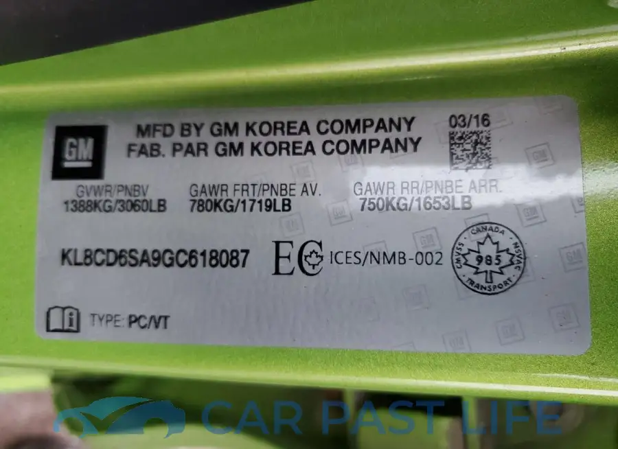 KL8CD6SA9GC618087# 13