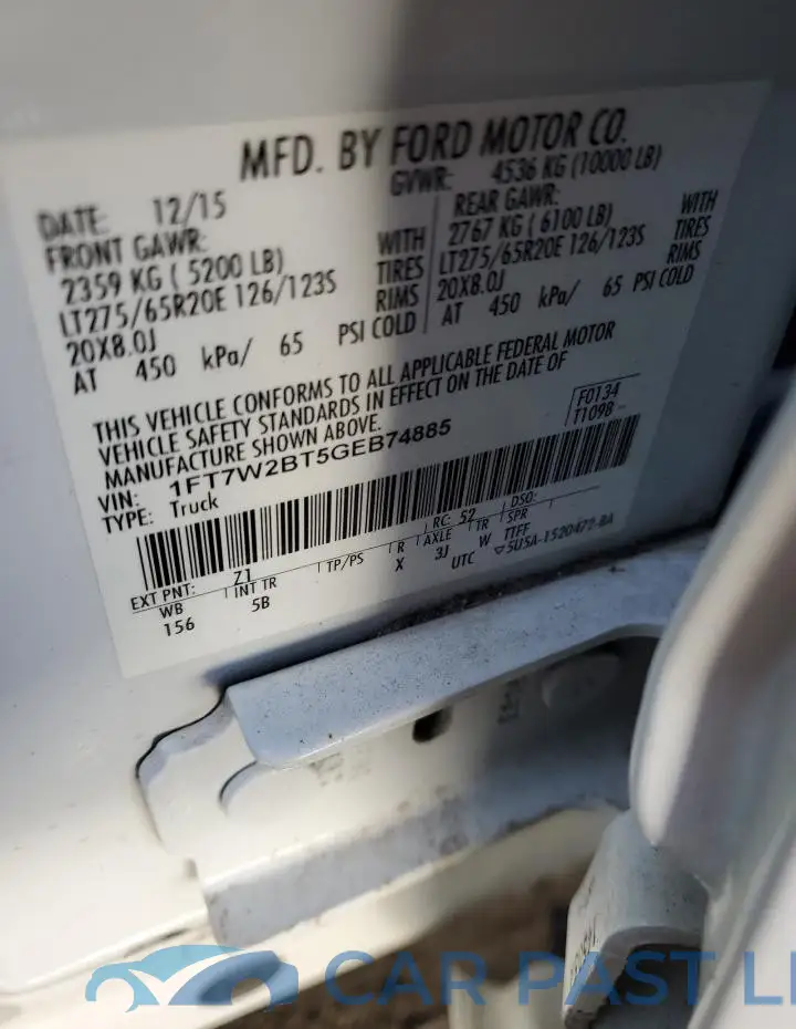 1FT7W2BT5GEB74885# 12