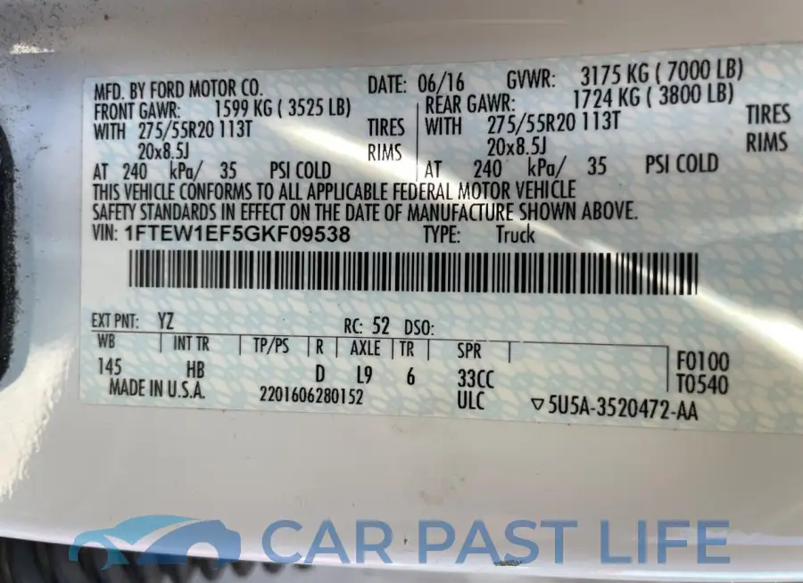 1FTEW1EF5GKF09538# 10