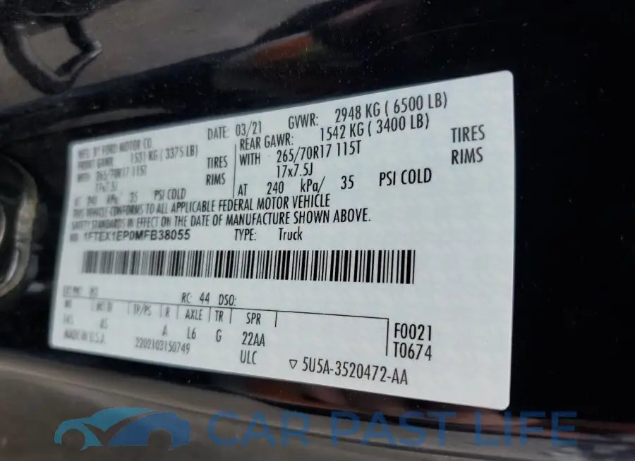 1FTEX1EP0MFB38055# 12