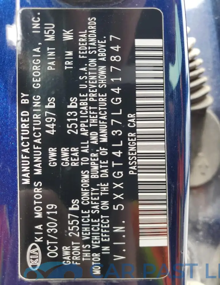 5XXGT4L37LG417847# 12