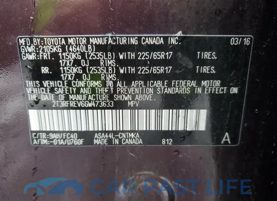 2T3RFREV6GW473633# 12