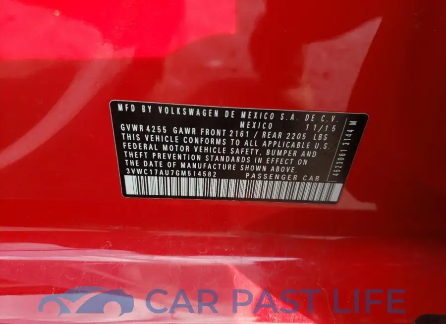 3VWC17AU7GM514582# 12