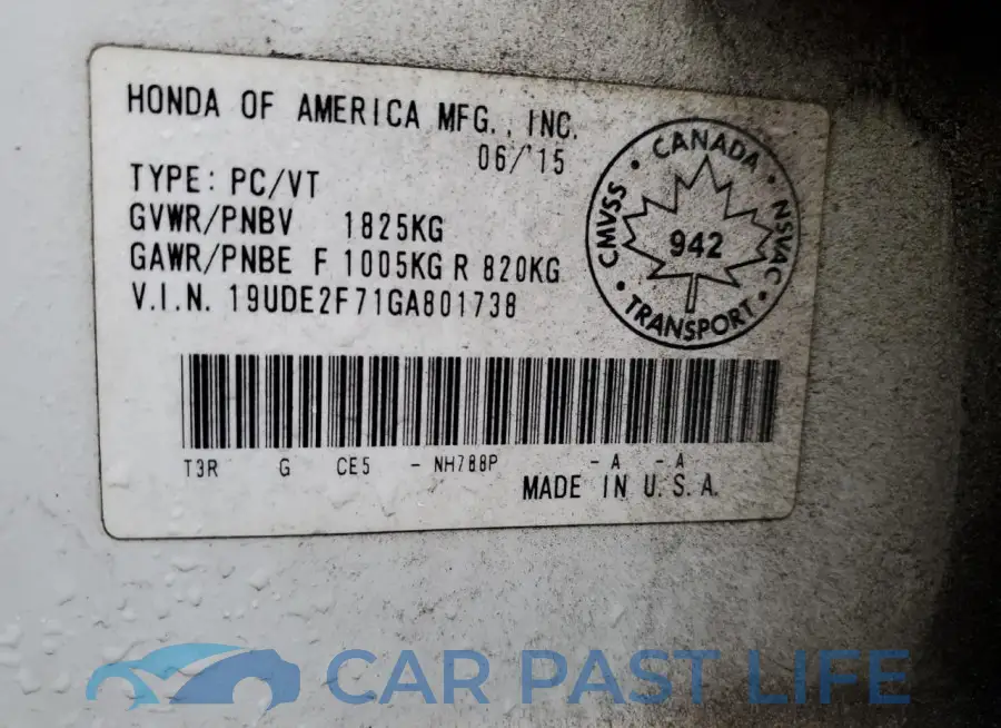 19UDE2F71GA801738# 12