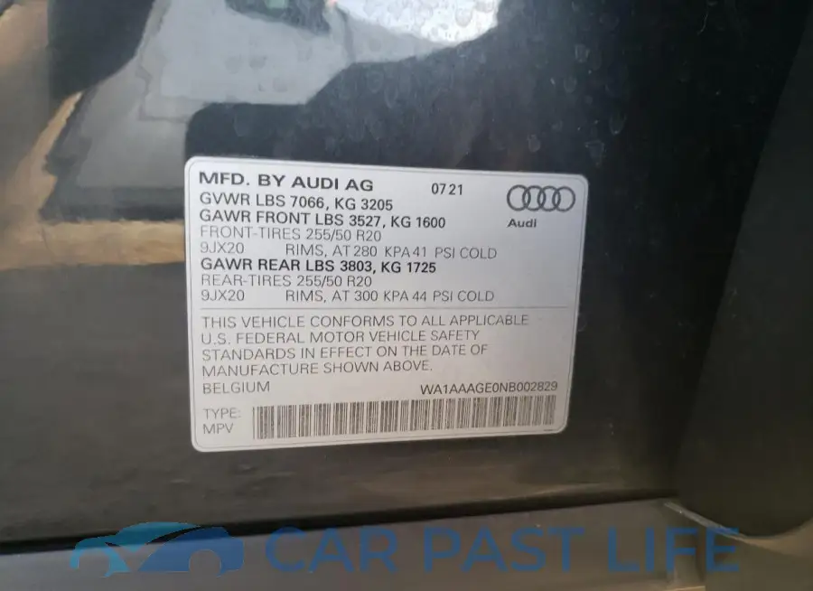 WA1AAAGE0NB002829# 14