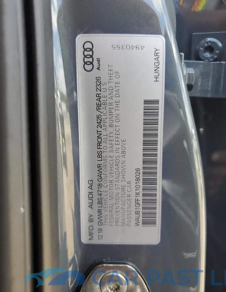 WAUB1GFF1K1018026# 12