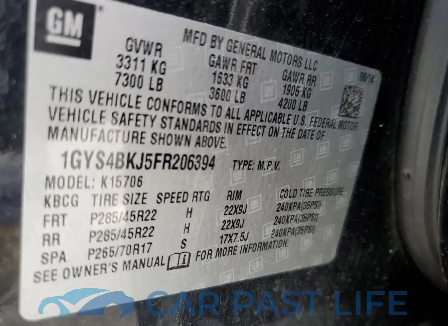 1GYS4BKJ5FR206394# 13