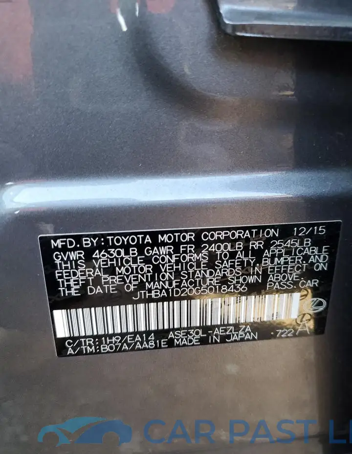 JTHBA1D20G5018436# 12