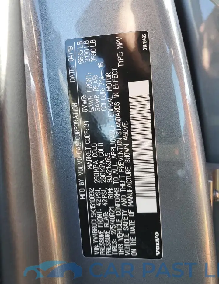 YV4BR0CL5K1510892# 12