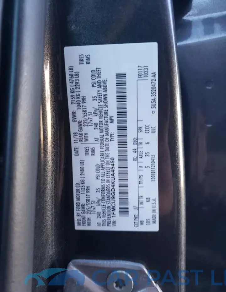 1FMCU9GD4KUA45450# 12