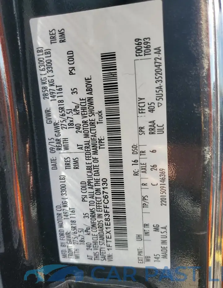 1FTEX1E83FFC67130# 12