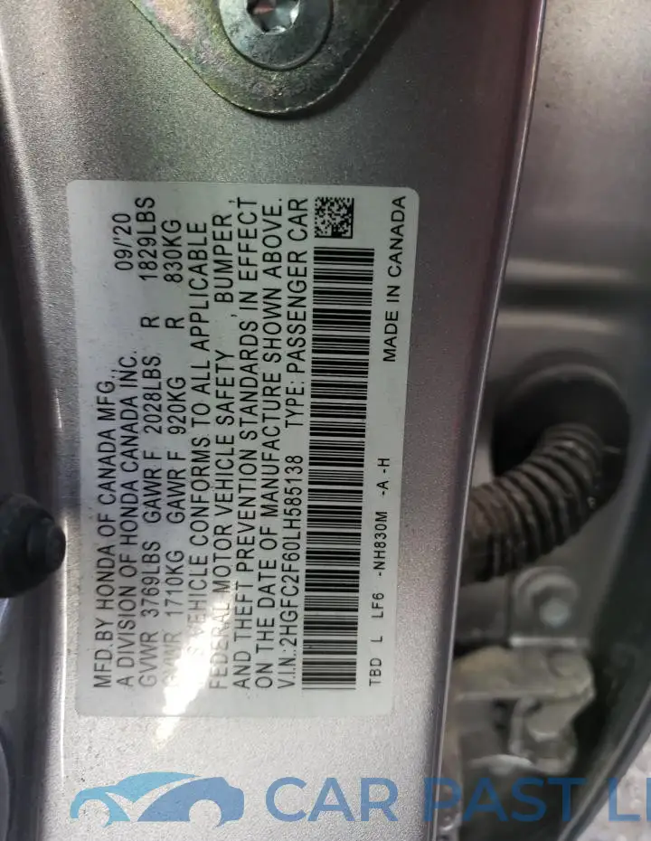 2HGFC2F60LH585138# 12