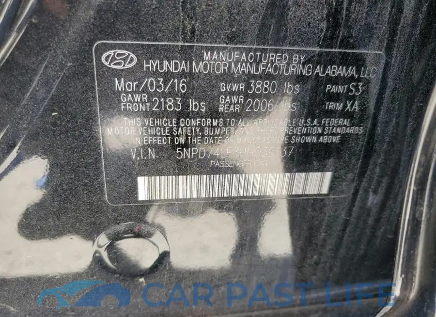 5NPD74LF3HH036137# 12