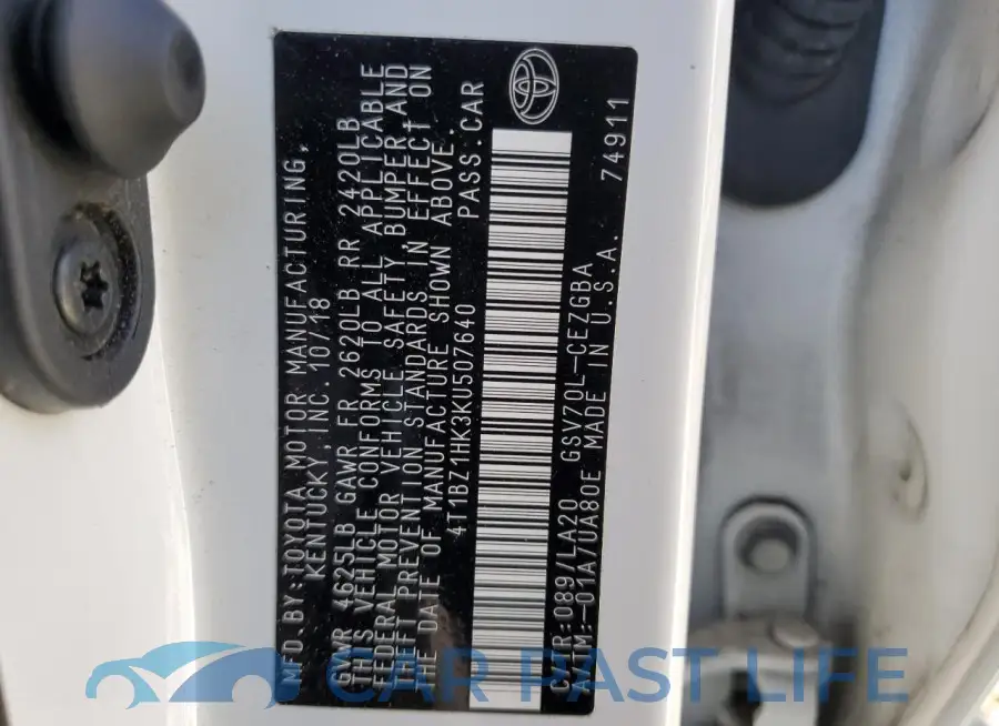 4T1BZ1HK3KU507640# 13