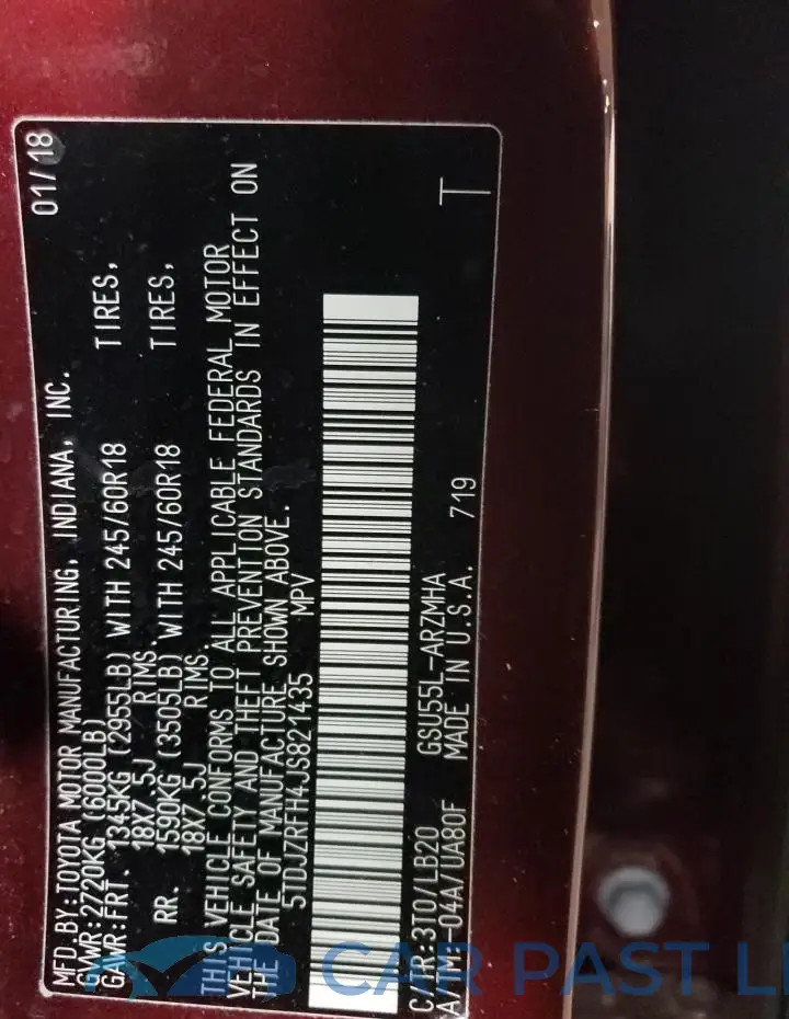 5TDJZRFH4JS821435# 12