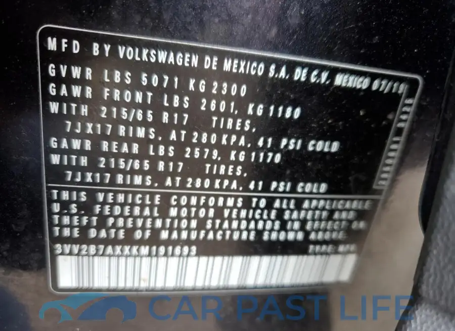 3VV2B7AXXKM191693# 12
