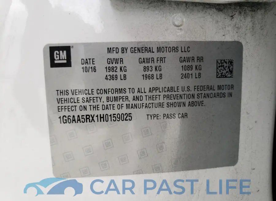 1G6AA5RX1H0159025# 12