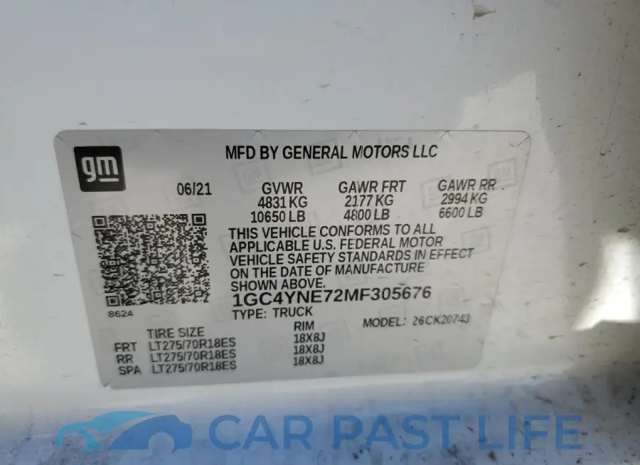 1GC4YNE72MF305676# 12