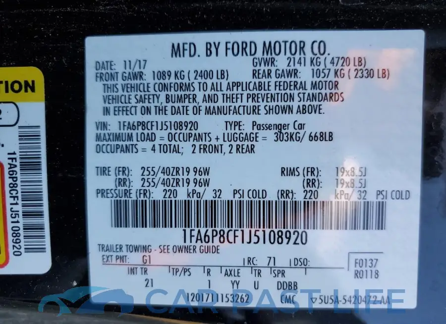 1FA6P8CF1J5108920# 12