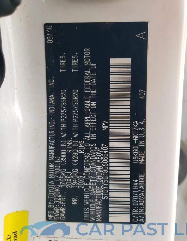 5TDYY5G18GS066407# 12