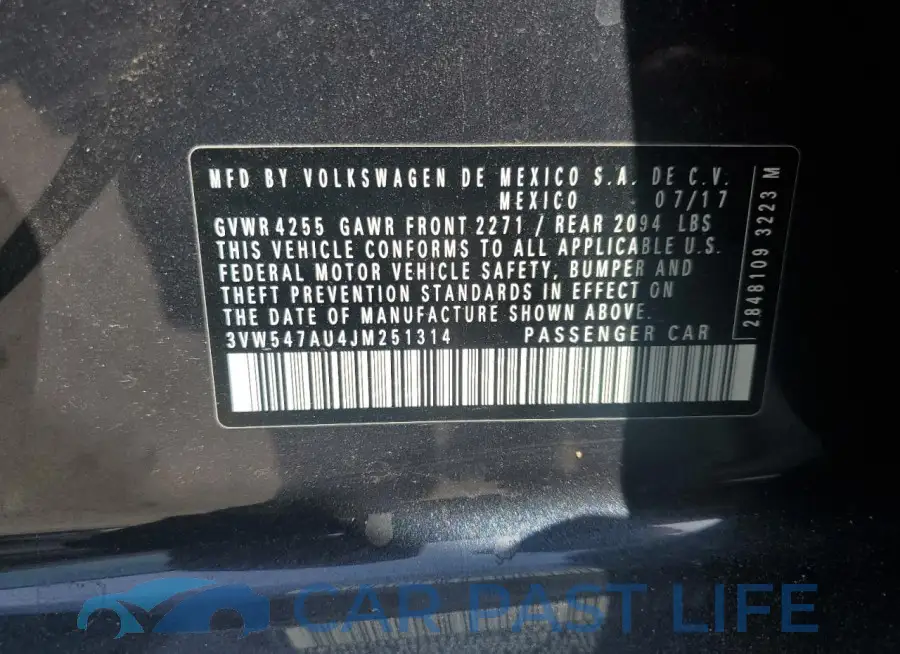 3VW547AU4JM251314# 12