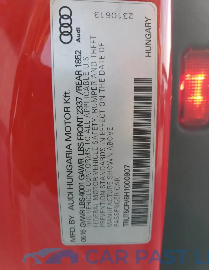 TRUT5CFV6H1000907# 12