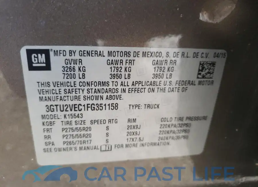 3GTU2VEC1FG351158# 12